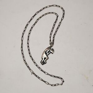 steven pooyouma hopi native american sterling silver kokopelli necklace vtg